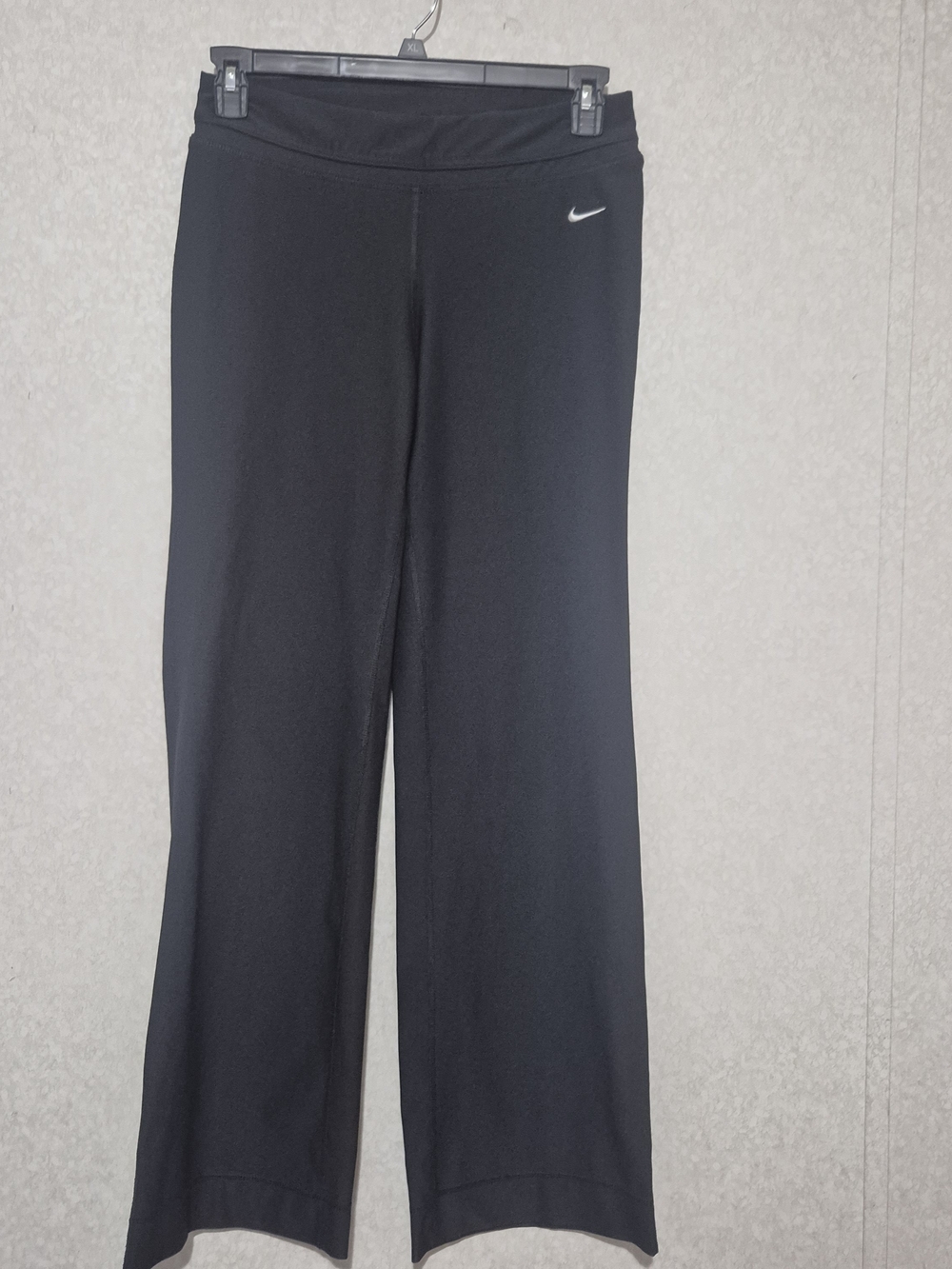Nike Black Wide-Leg Women's Pants with White Swoosh-Size:M